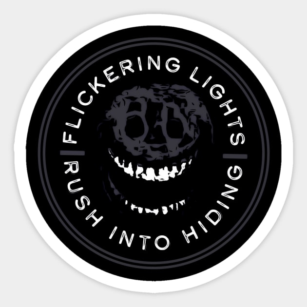 Flickering Lights, Rush Into Hiding Sticker by Atomic City Art